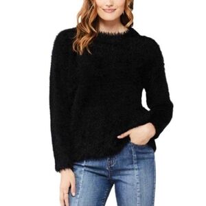 Pink Lily Boutique Black Eyelash Crew Neck Sweater Women's Size Medium